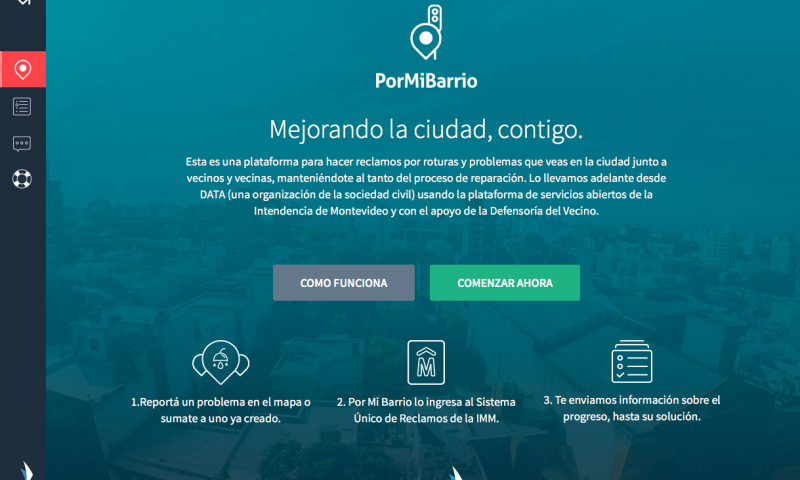 Captura de pantalla de la portada de PorMiBarrio.uy